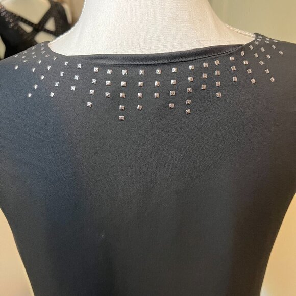 BCBGMaxAzria Black Joline Studded Crisscross Sleeveless Blouse, Size Small - Picture 13 of 15